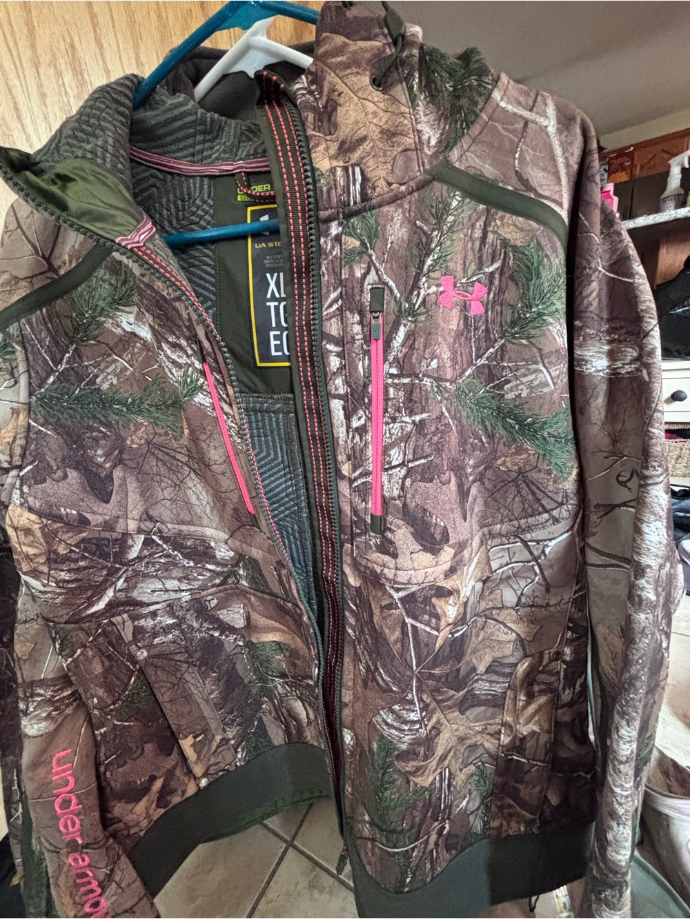 Under Armour Women’s Camo Hooded Utility Scent Control Jacket with Pink Accents